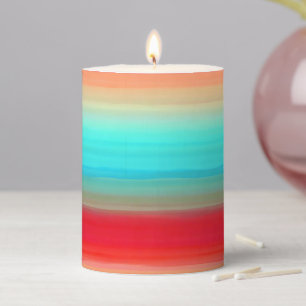 Ombre Blue Red Orange Pillar Candle