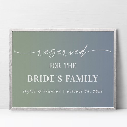 Ombre Blue Reserved Brides Family Wedding Sign
