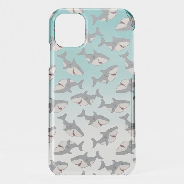 Ombre Blue Shark Pattern Ocean Uncommon iPhone Case (Back)