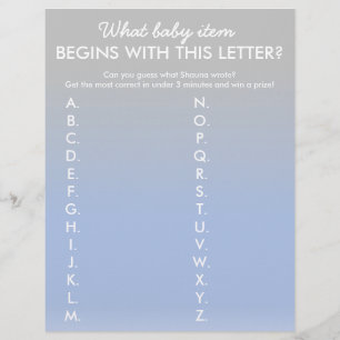 Ombre Blue Silver Baby Shower Game Guess What Flyer