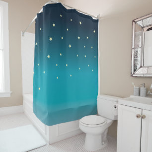 OMBRE blue stars galaxy Shower Curtain