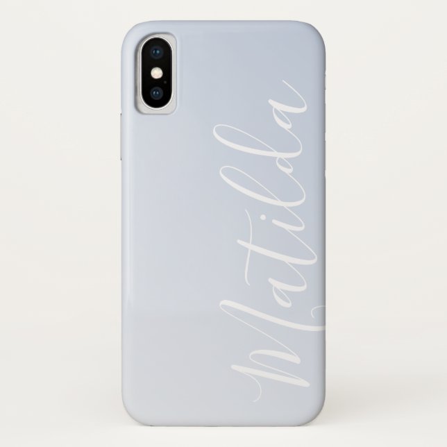 Ombre Blue Violet Gray Personalized Name Case-Mate iPhone Case (Back)