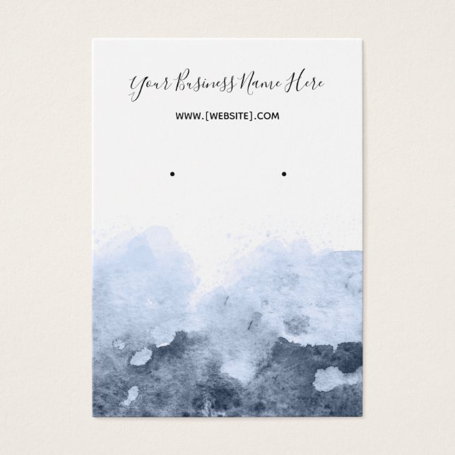 Ombre Blue Watercolor Earring Display Card (Front)