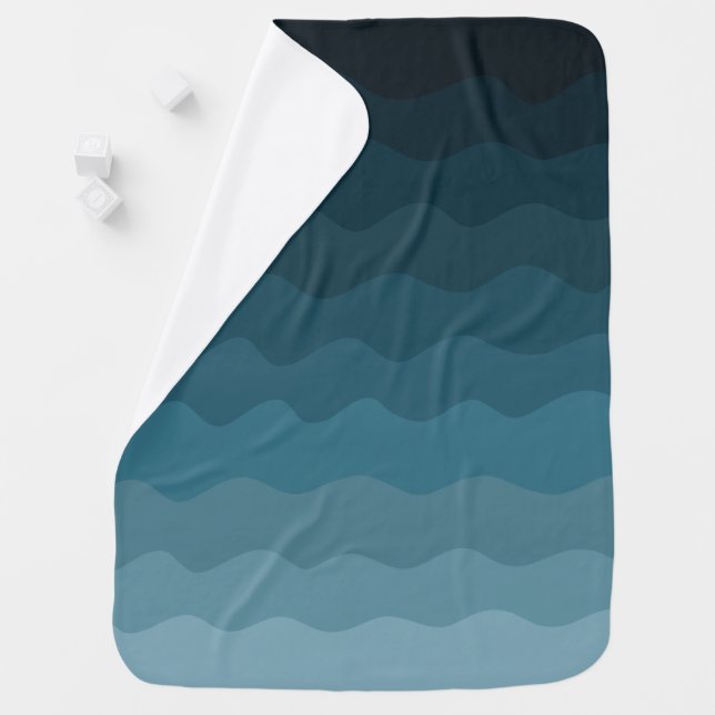 Ombre Blue Waves Pattern Baby Blanket (In Situ)