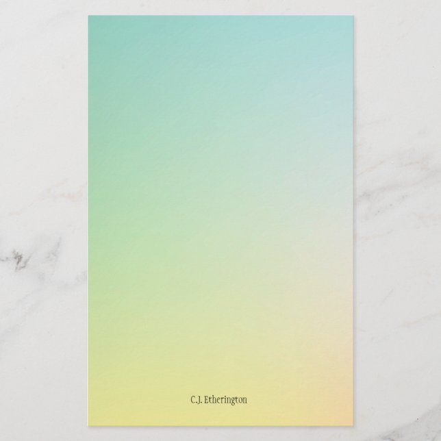 Ombre Blue/Yellow Personalized Stationery (Front)