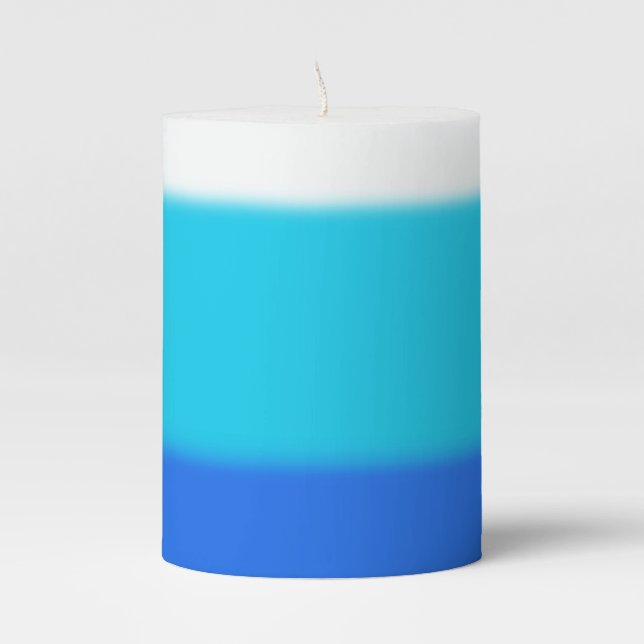 Ombre Blues Pillar Candle (Front)