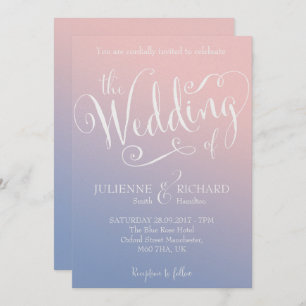Ombre Blush Baby Blue Fairytale Wedding Invitation