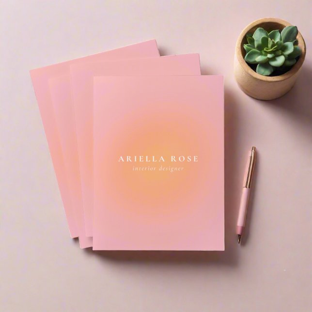 Ombre Blush Pink Clean Feminine Girly Monogram Pocket Folder (Creator Uploaded)