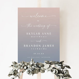 Ombre Blush Pink & Dusty Blue Wedding Welcome Sign