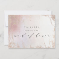 Ombre Blush Pink Frost Maid of Honor Proposal Card