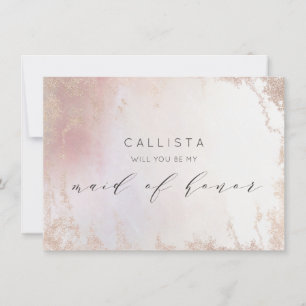 Ombre Blush Pink Frost Maid of Honor Proposal Card