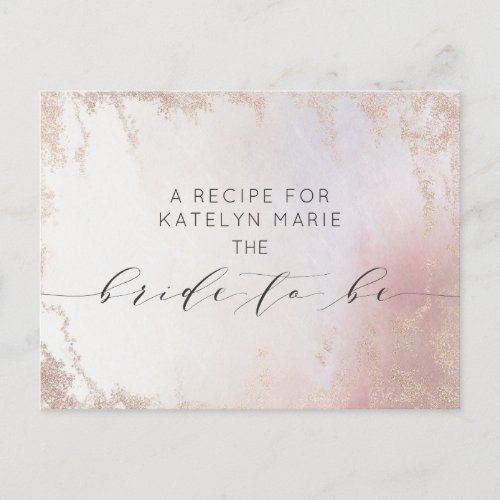 Ombre Blush Pink Frosted Bride to Be Recipe Card