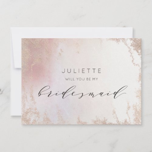 Ombre Blush Pink Frosted Bridesmaid Proposal Card