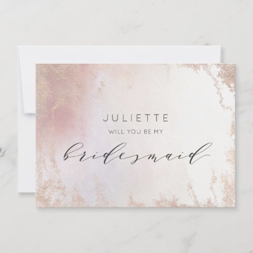 Ombre Blush Pink Frosted Bridesmaid Proposal Card