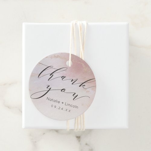 Ombre Blush Pink Frosted Foil Script Thank You Favor Tags