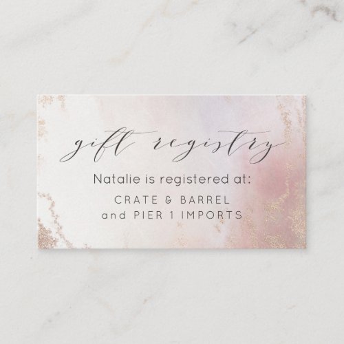 Ombre Blush Pink Frosted Foil Shower Gift Registry Enclosure Card
