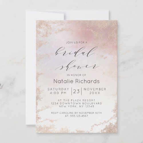 Ombre Blush Pink Frosted Foil Trendy Bridal Shower Invitation