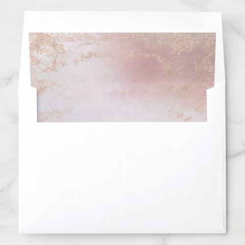 Ombre Blush Pink Frosted Foil Watercolor Wedding Envelope Liner