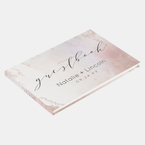 Ombre Blush Pink Frosted Foil Watercolor Wedding Guest Book