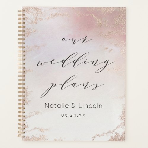 Ombre Blush Pink Frosted Foil Watercolor Wedding Planner