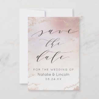 Ombre Blush Pink Frosted Foil Watercolor Wedding Save The Date