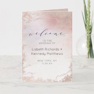 Ombre Blush Pink Frosted Foil Wedding Ceremony Program