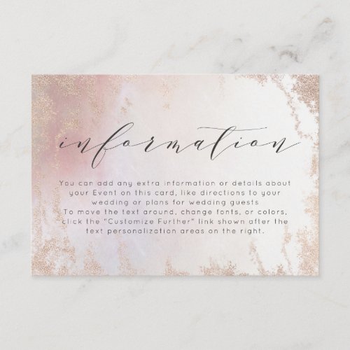 Ombre Blush Pink Frosted Foil Wedding Information Enclosure Card