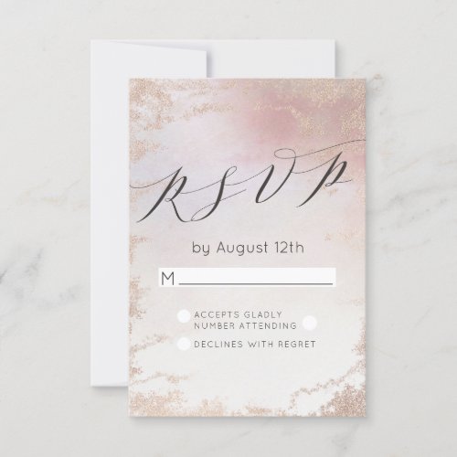 Ombre Blush Pink Frosted Foil Wedding RSVP Reply