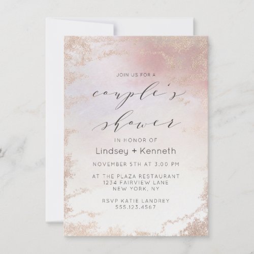 Ombre Blush Pink Frosted Foil Wedding Shower Invitation