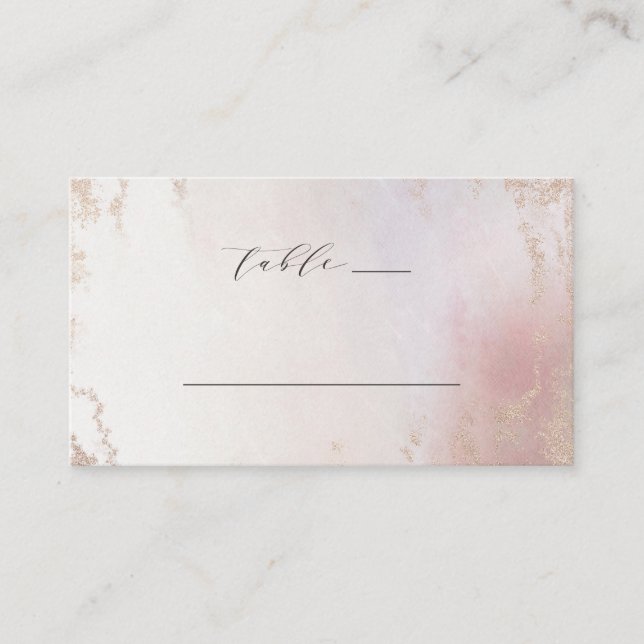Ombre Blush Pink Frosted Foil Wedding Table Number Place Card (Front)