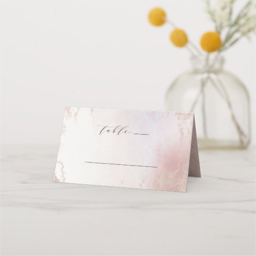 Ombre Blush Pink Frosted Foil Wedding Table Number Place Card