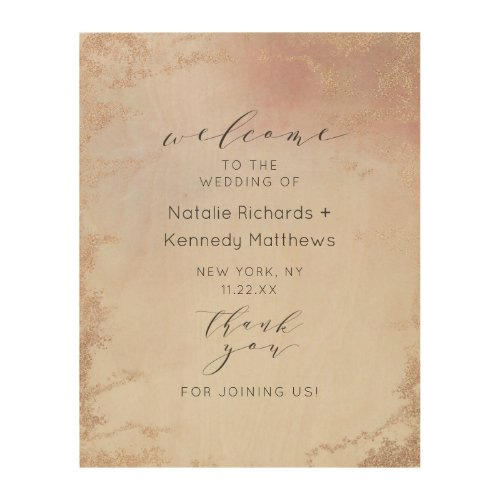 Ombre Blush Pink Frosted Foil Wooden Welcome Sign