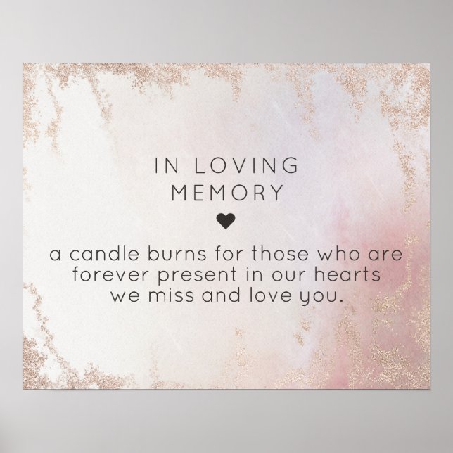 Ombre Blush Pink Frosted In Loving Memory Sign (Front)