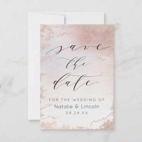 Ombre Blush Pink Frosted Rose Gold Wedding Save The Date