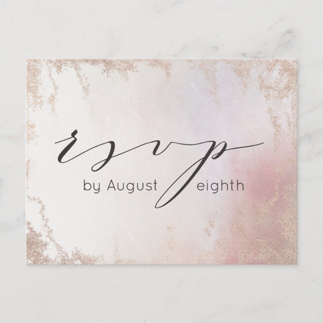 Ombre Blush Pink Frosted Wedding Meal Choice RSVP Postcard (Front)