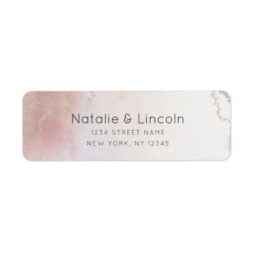 Ombre Blush Pink Frosted Wedding Return Address Label