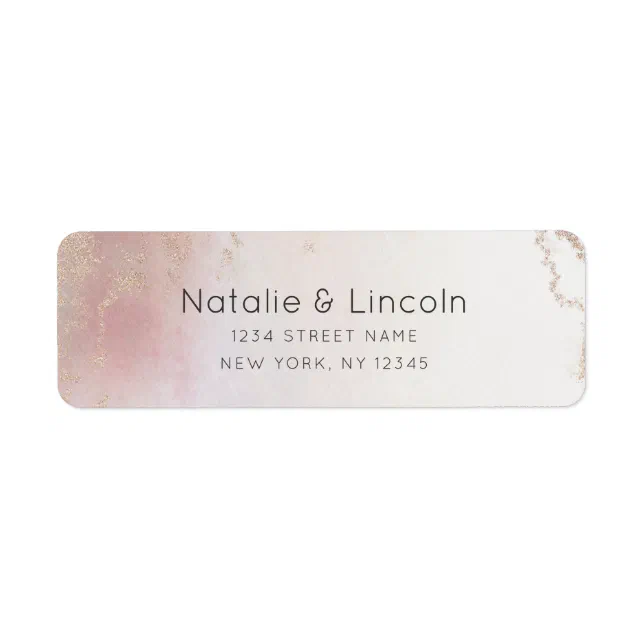 Ombre Blush Pink Frosted Wedding Return Address Label | Zazzle