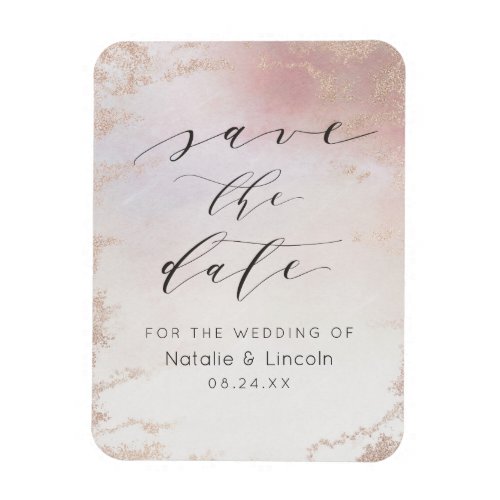 Ombre Blush Pink Frosted Wedding Save the Date Magnet
