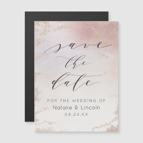 Ombre Blush Pink Frosted Wedding Save the Date Magnetic Invitation