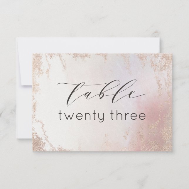 Ombre Blush Pink Frosted Wedding Table Numbers (Front)