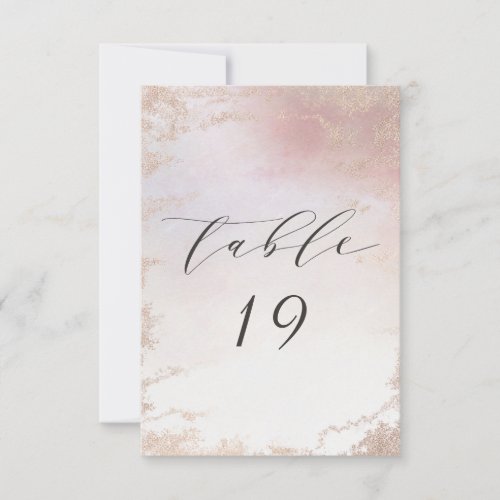 Ombre Blush Pink Frosted Wedding Table Numbers