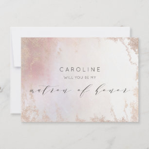 Ombre Blush Pink Matron of Honor Proposal Card