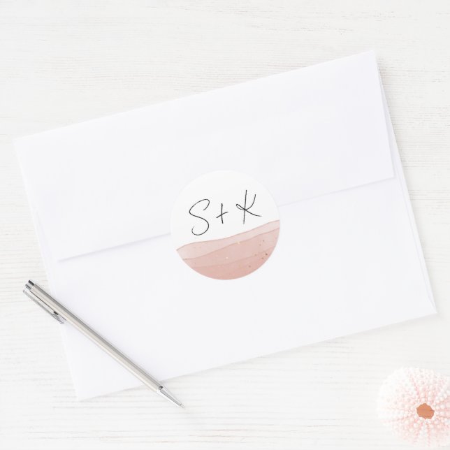 Ombre Blush Pink Wedding Classic Round Sticker (Envelope)