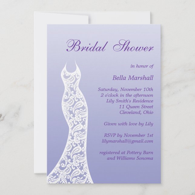 Ombre Bridal Shower Invitation in Violet Tulip (Front)