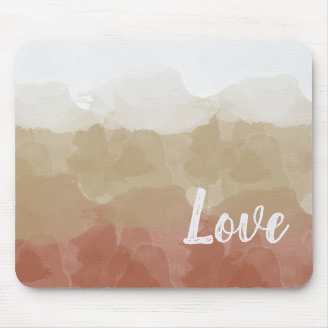 Ombre Brown and Tan Love Graceful Gradient Mouse Pad (Front)