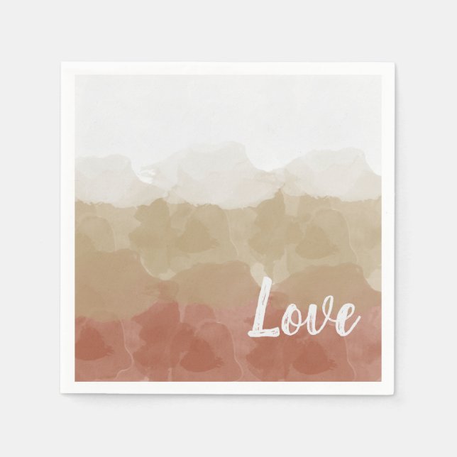 Ombre Brown and Tan Love Graceful Gradient Napkins (Front)