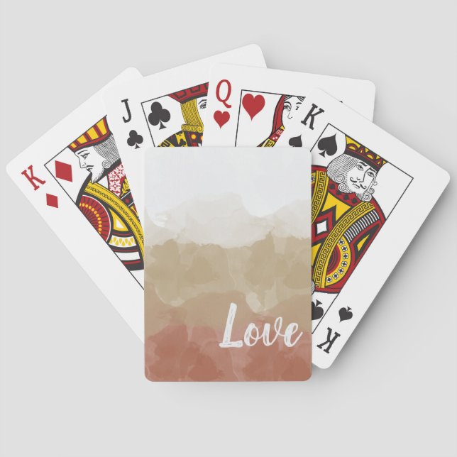 Ombre Brown and Tan Love Graceful Gradient Poker Cards (Back)