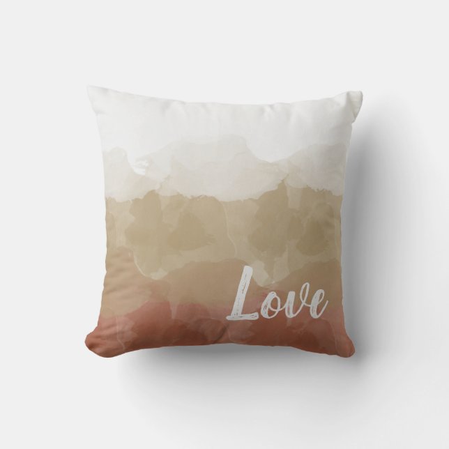 Ombre Brown and Tan Love Graceful Gradient Throw Pillow (Front)