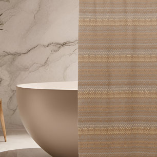 Ombre Brown Horizontal Stripes Shower Curtain