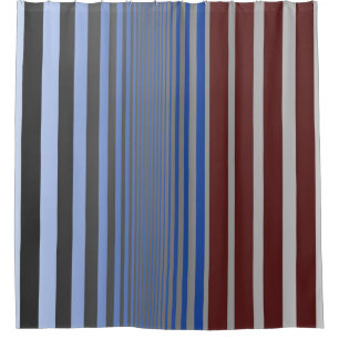 Ombre Burgundy and Blue Vertical Stripes Shower Curtain